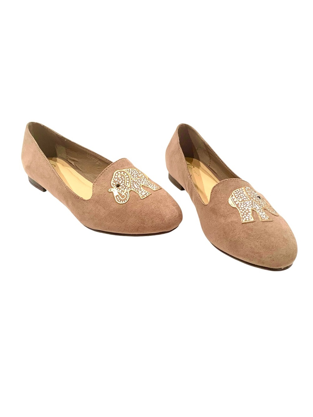 Cest 1945 Tan Suede Elephant Embellished Flats - Picture 3 of 6